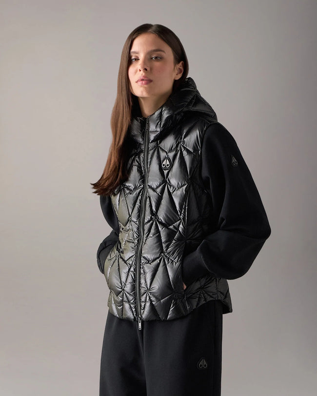 Moose Knuckles Womens Down Vest f26 Iceberg Quilt - Black