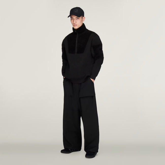 Y-3 Knitted Panel Block Half Zip Sweater - Black