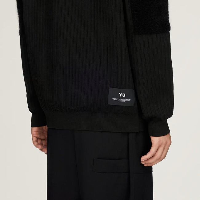 Y-3 Knitted Panel Block Half Zip Sweater - Black