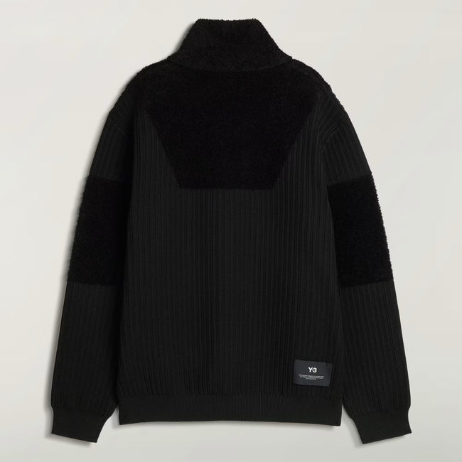 Y-3 Knitted Panel Block Half Zip Sweater - Black