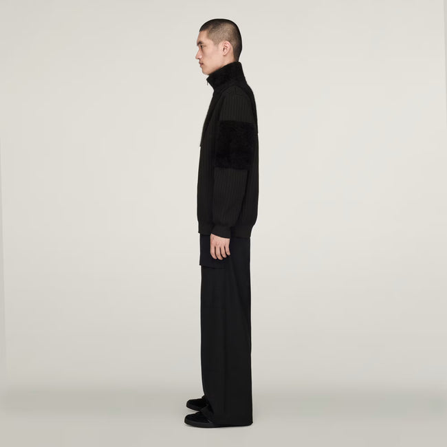 Y-3 Knitted Panel Block Half Zip Sweater - Black
