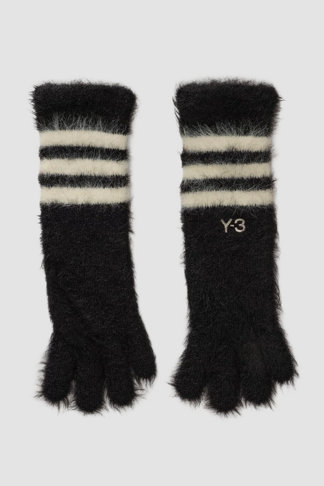 Y-3 3Stripe Gloves - Black/White