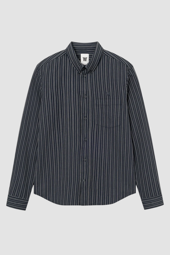 WOOD WOOD WWAdam Stripe Shirt - Navy
