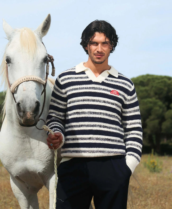 Homies Marbella Knit LS Polo - Navy