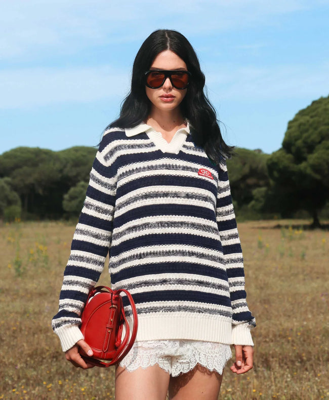 Homies Marbella Knit LS Polo - Navy