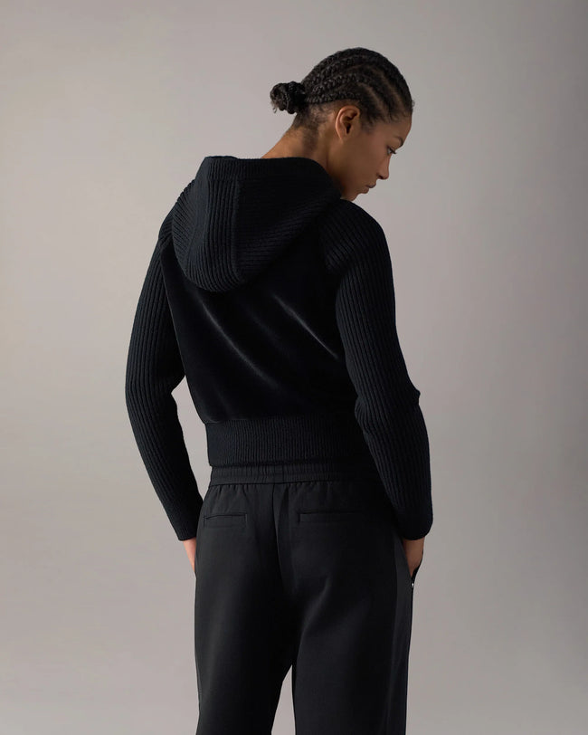 Moose Knuckles Womens Knit f26 Junction Hybrid Hoodie - Black