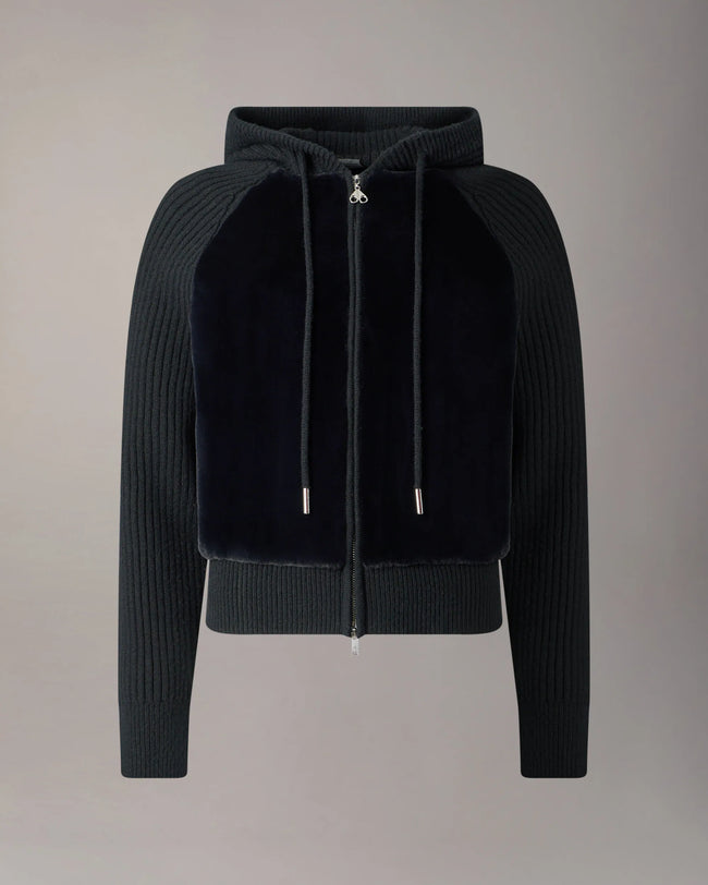 Moose Knuckles Womens Knit f26 Junction Hybrid Hoodie - Black