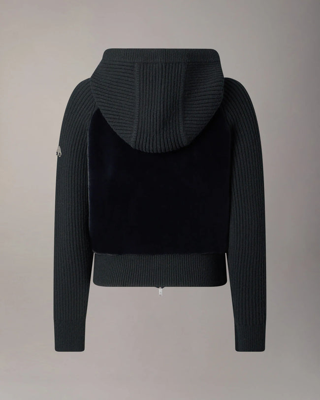 Moose Knuckles Womens Knit f26 Junction Hybrid Hoodie - Black
