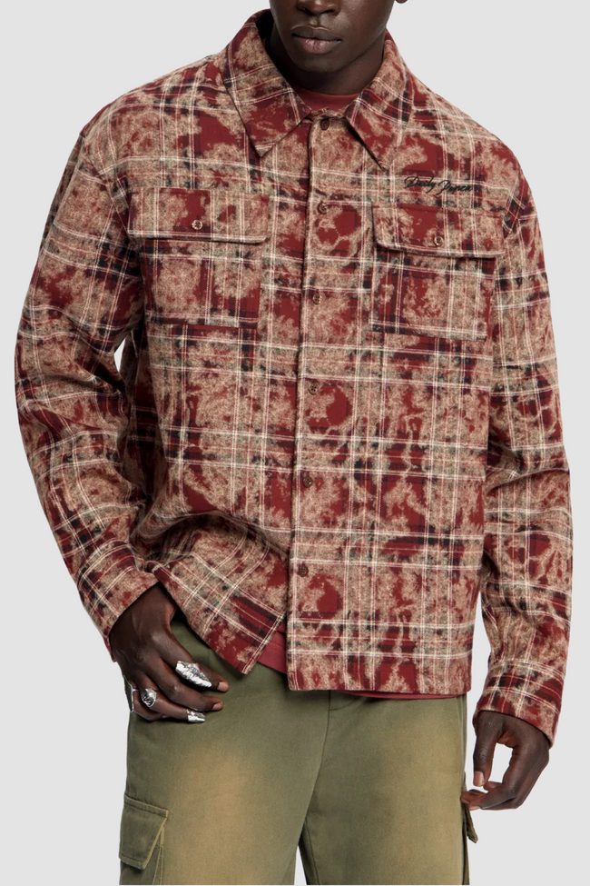 Daily Paper Washed Check LS Shirt - Brown/Burgundy
