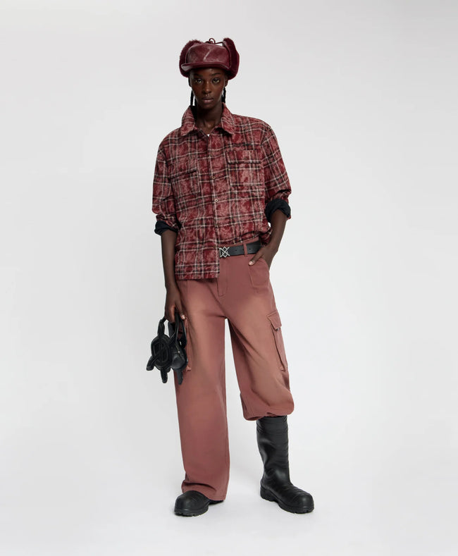 Daily Paper Washed Check LS Shirt - Brown/Burgundy
