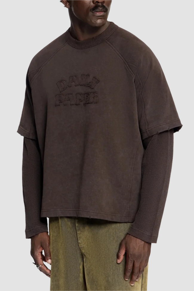 Daily Paper Stacked Layered Raglan Tee - Brown