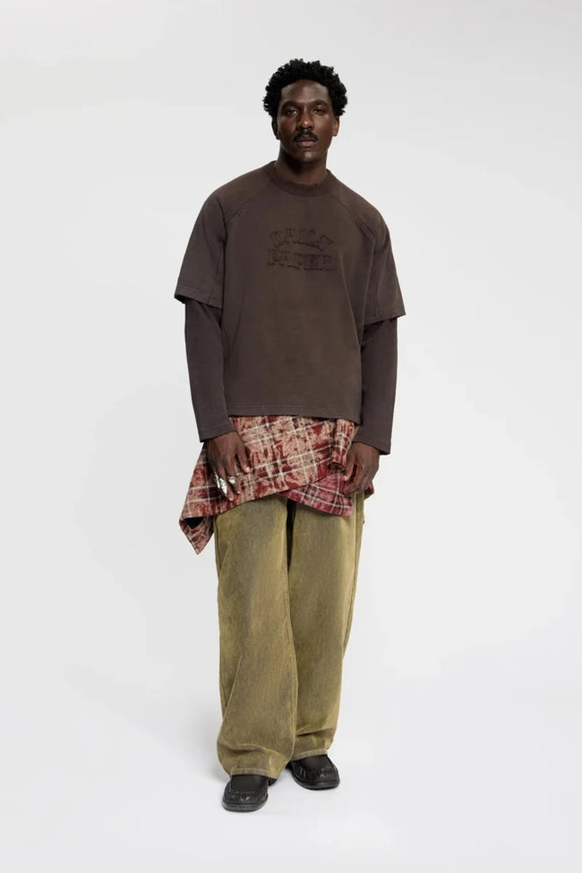 Daily Paper Stacked Layered Raglan Tee - Brown
