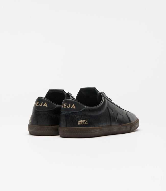 Veja Mens Volley Signature Grained O.T. Leather Sneakers - Black Eagle
