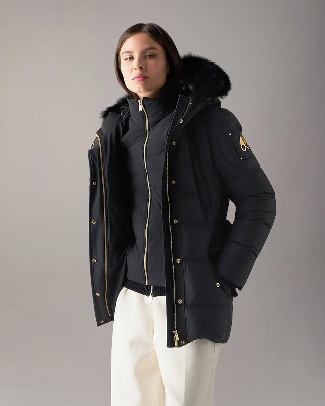 Moose Knuckles Womens Down Jacket f26 Gilded 3Q - Black/Black