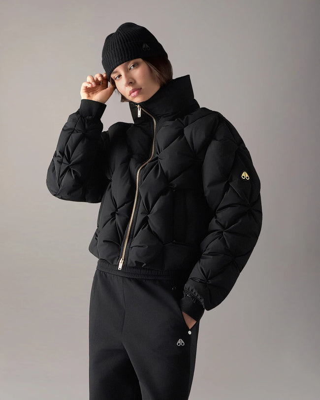 Moose Knuckles Mens Down Bomber f26 Glint Tufted Puffer - Black