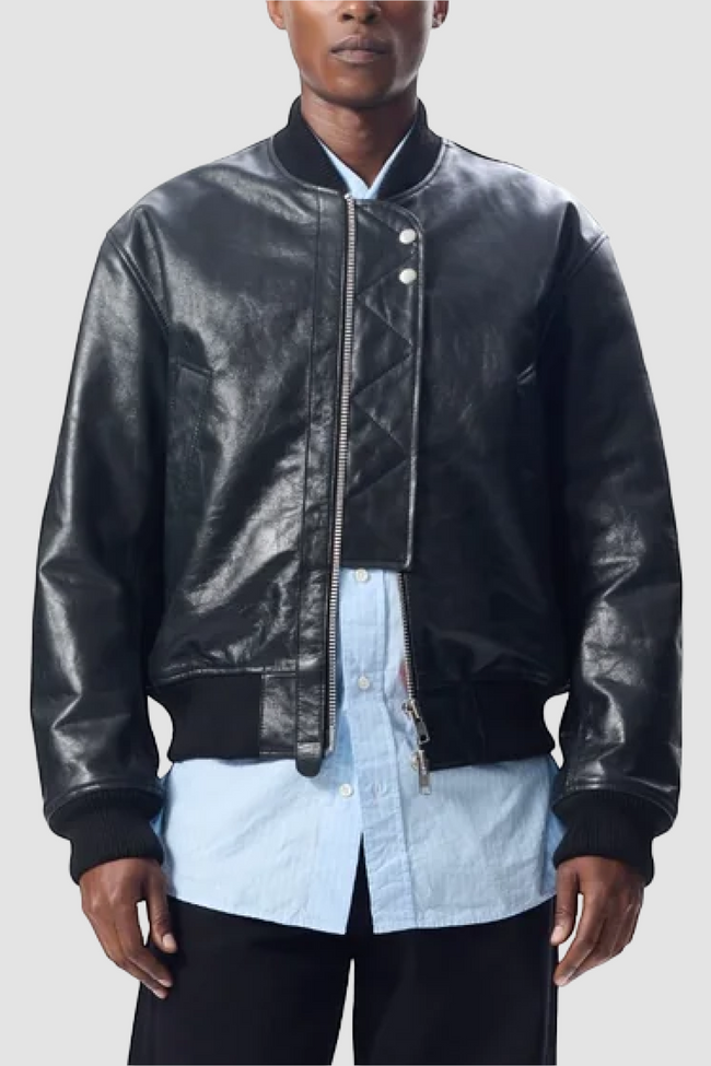 Sunflower Leather Flight Jacket - Black