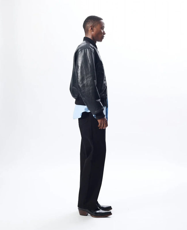 Sunflower Leather Flight Jacket - Black