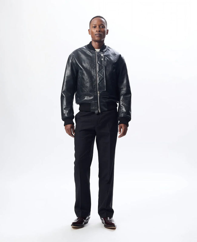Sunflower Leather Flight Jacket - Black