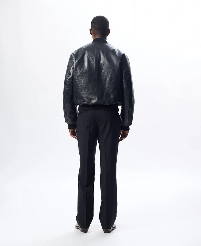 Sunflower Leather Flight Jacket - Black