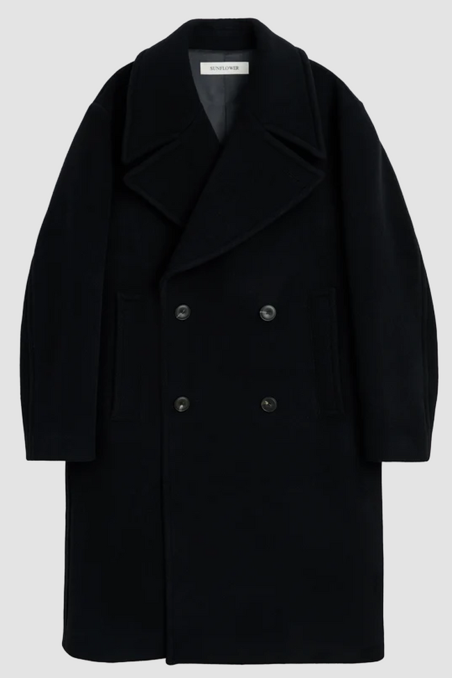Sunflower Double Breasted Overcoat - Black