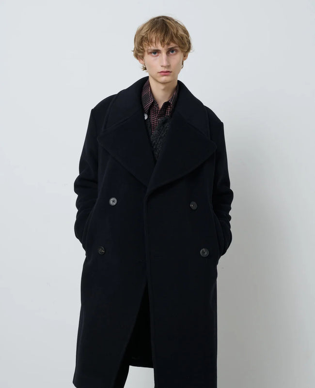Sunflower Double Breasted Overcoat - Black