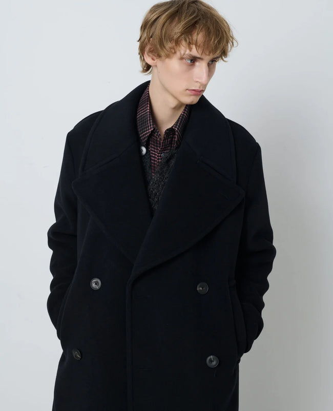 Sunflower Double Breasted Overcoat - Black