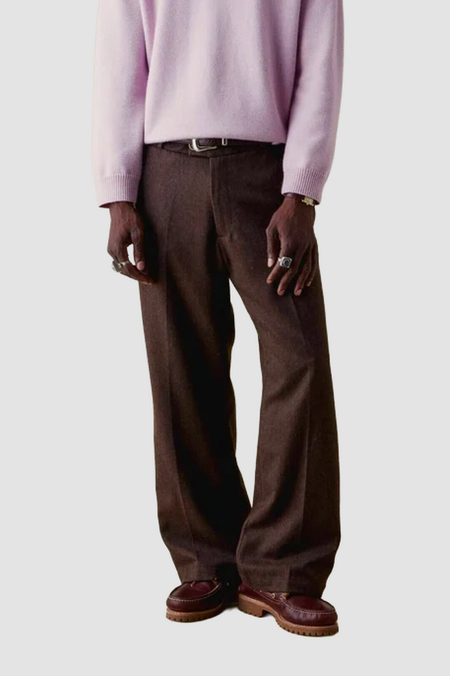 Walk In Paris Flared Suit Pants - Brown