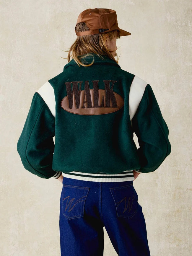 Walk In Paris Varsity Jacket - Green