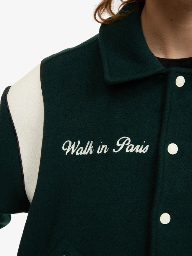 Walk In Paris Varsity Jacket - Green