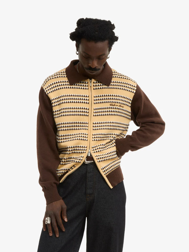 Walk In Paris Striped Knit Zip Sweater - Yellow