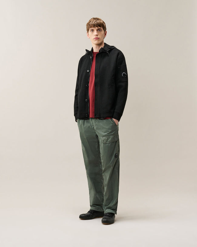 C.P. Company Reversible 013A Merino Mixed Cardigan Sweater - Black