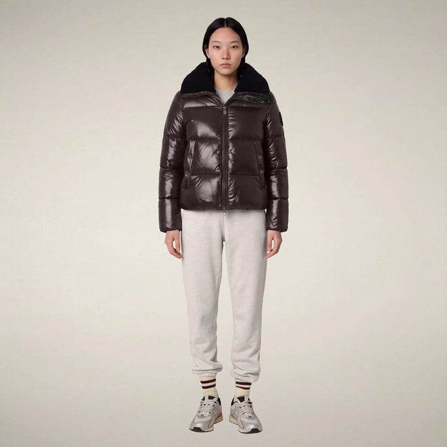 Save The Duck Womens Eco Jacket Moma - Brown/Black