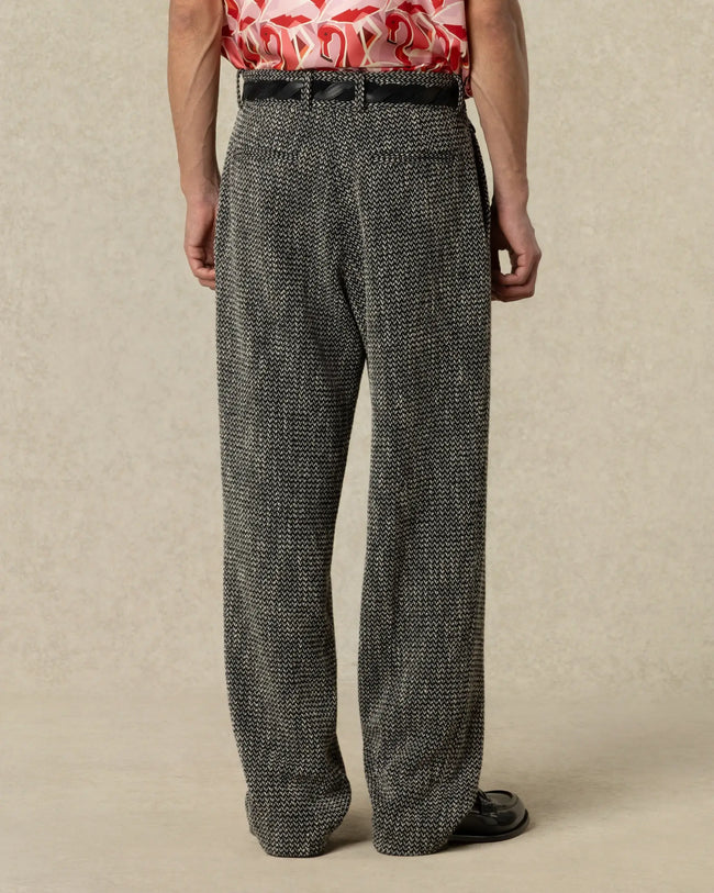 Drôle de Monsieur Tweed Wide Leg Pants - Black
