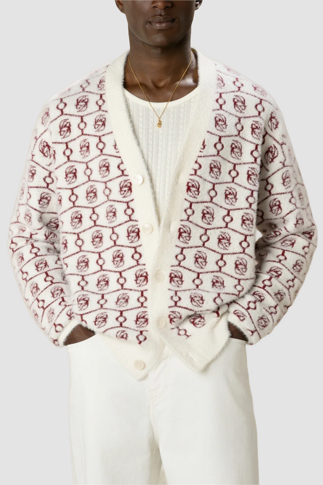 Drôle de Monsieur D Mirror Monogram Cardigan Sweater - Off White
