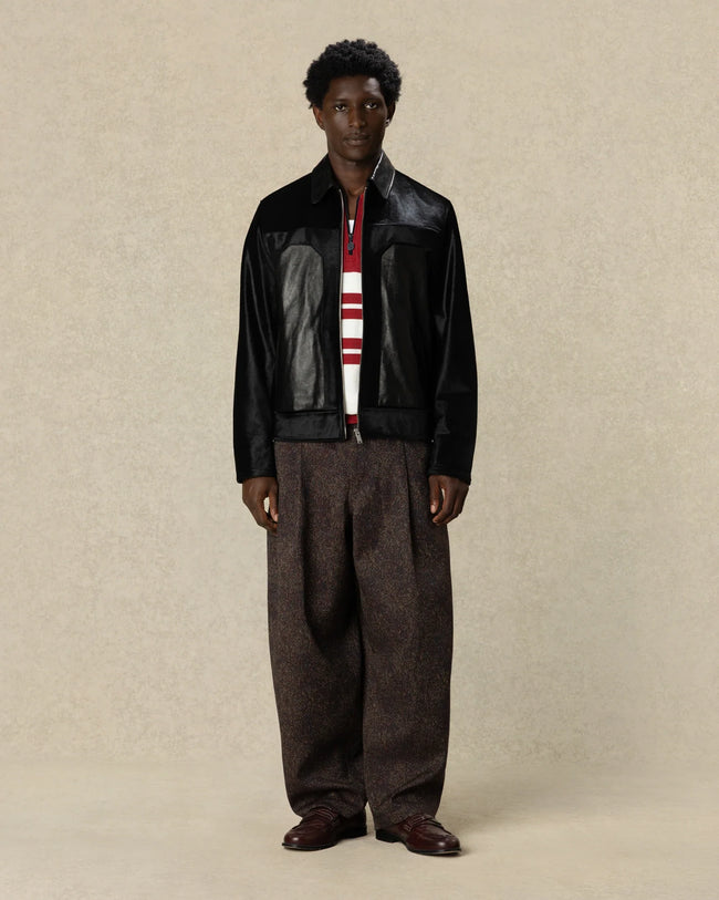Drôle de Monsieur Pony and Smooth Leather Jacket - Black