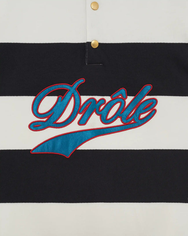 Drôle de Monsieur Drôle Embroidered Stripes LS Polo - Off White