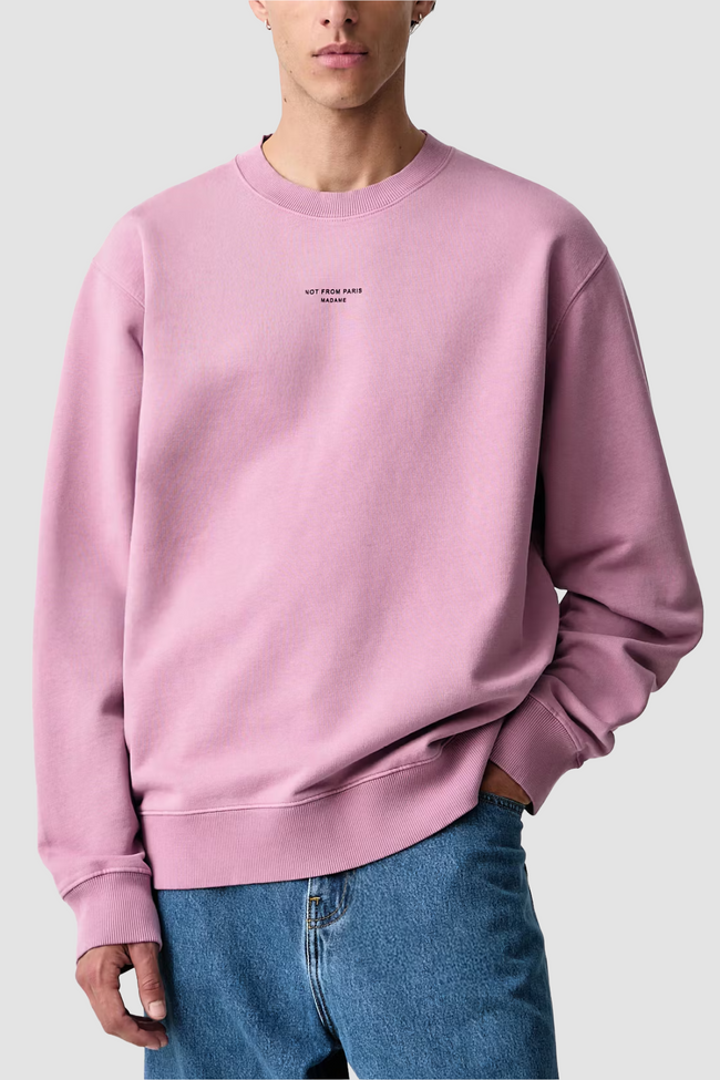 Drôle de Monsieur Classique Slogan Crewneck - Pink