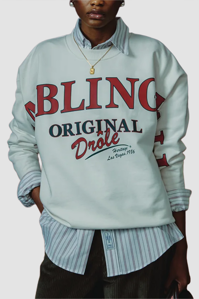 Drôle de Monsieur Gambling Hall Printed Crewneck - Off White