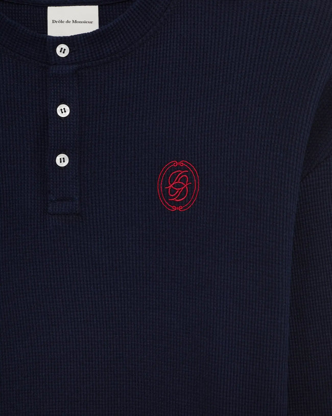 Drôle de Monsieur D Mirror Waffle LS Tee - Navy