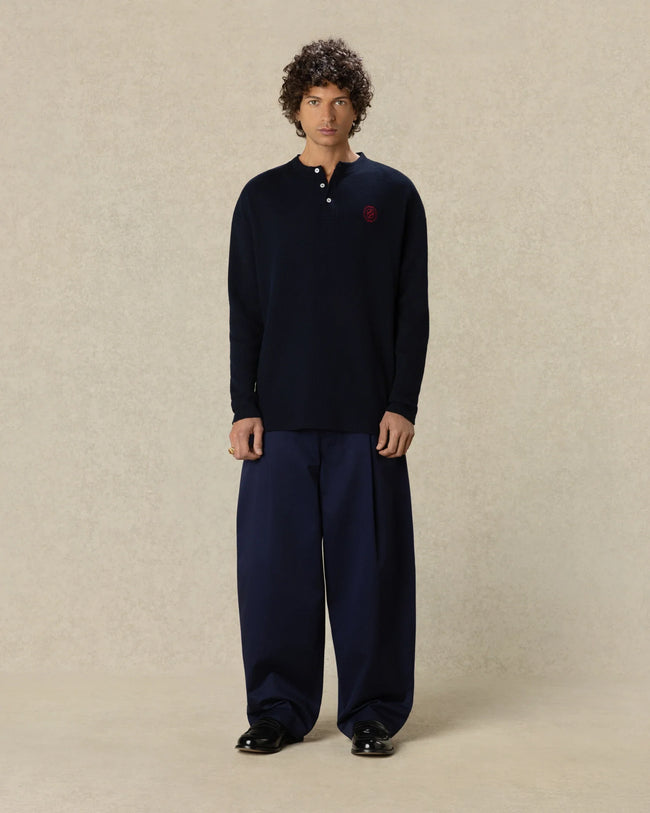 Drôle de Monsieur D Mirror Waffle LS Tee - Navy