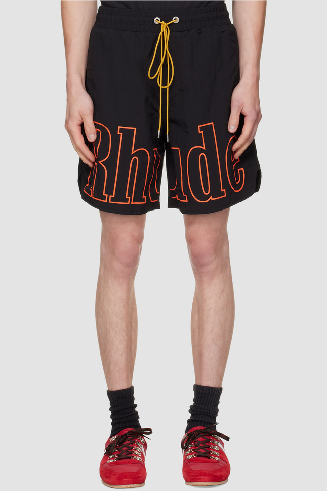 Rhude Logo Track Shorts - Black
