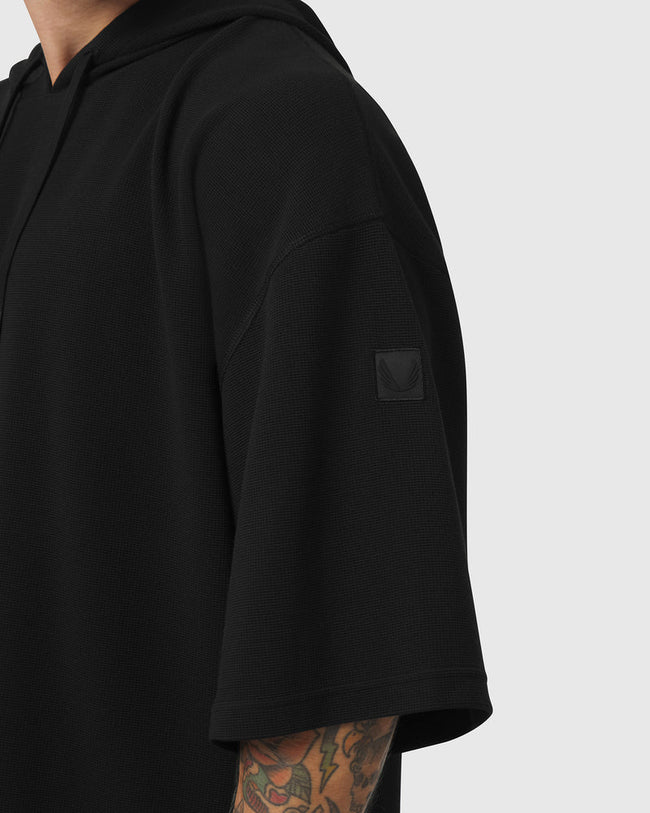ASRV Tech-Waffle™ SS Oversized Hoodie - Black