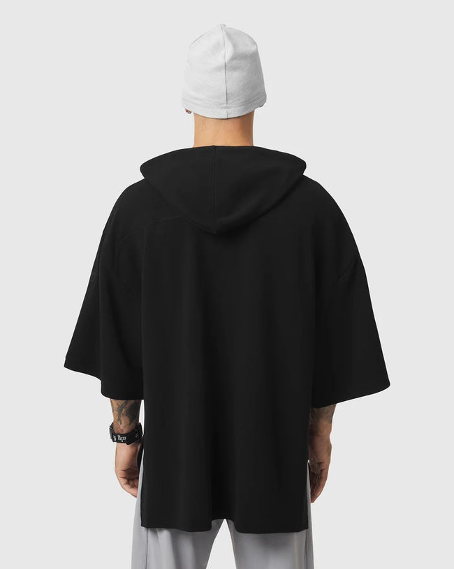 ASRV Tech-Waffle™ SS Oversized Hoodie - Black