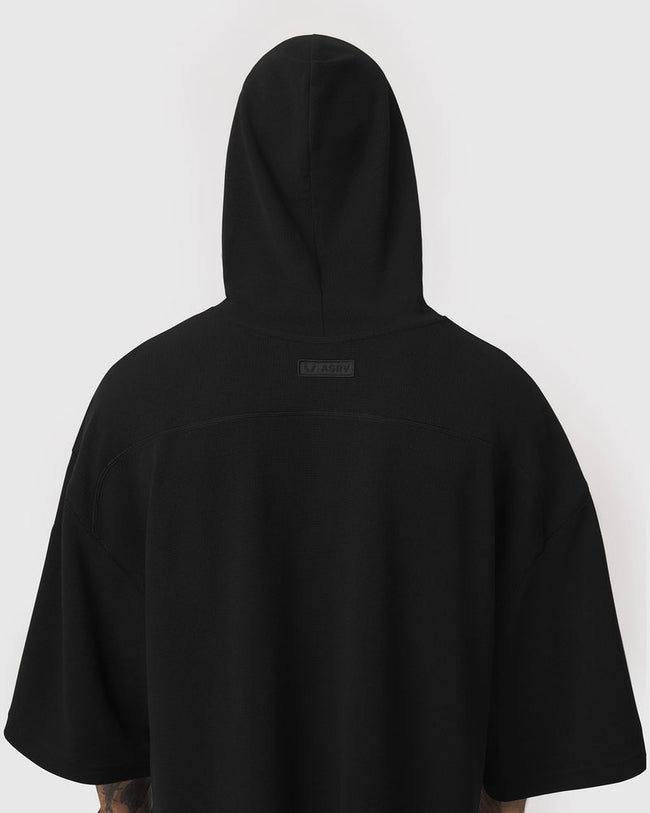 ASRV Tech-Waffle™ SS Oversized Hoodie - Black