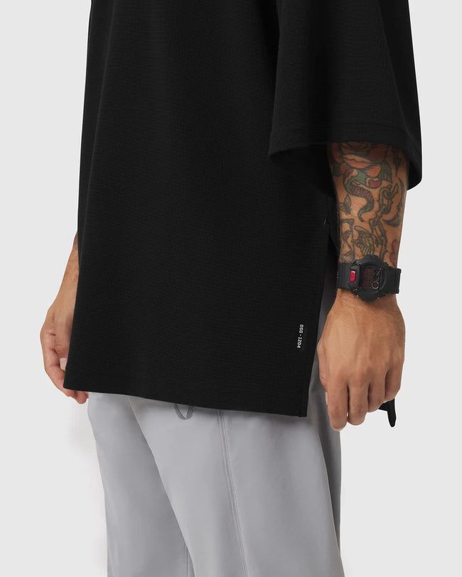 ASRV Tech-Waffle™ SS Oversized Hoodie - Black