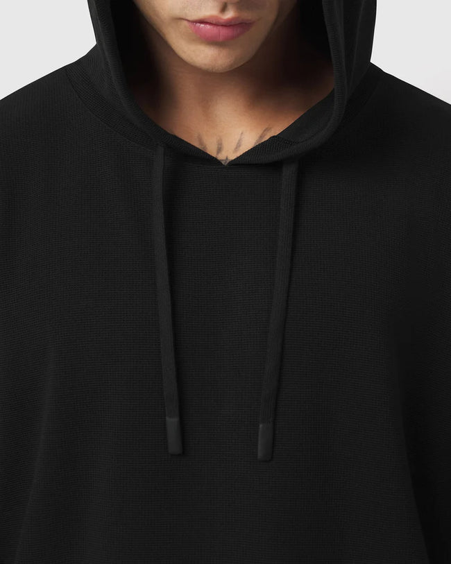 ASRV Tech-Waffle™ SS Oversized Hoodie - Black