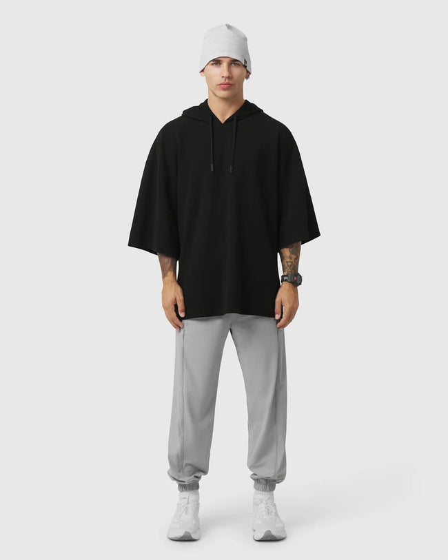 ASRV Tech-Waffle™ SS Oversized Hoodie - Black