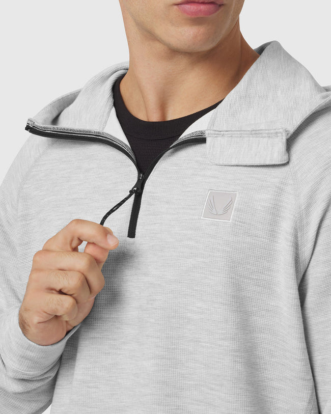 ASRV Tech-Waffle™ 1/4 Zip Hoodie - Heather Grey