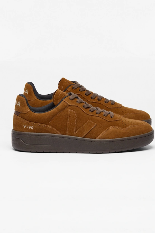 Veja Mens V-90 Suede Sneakers - Full Cognac Eagle