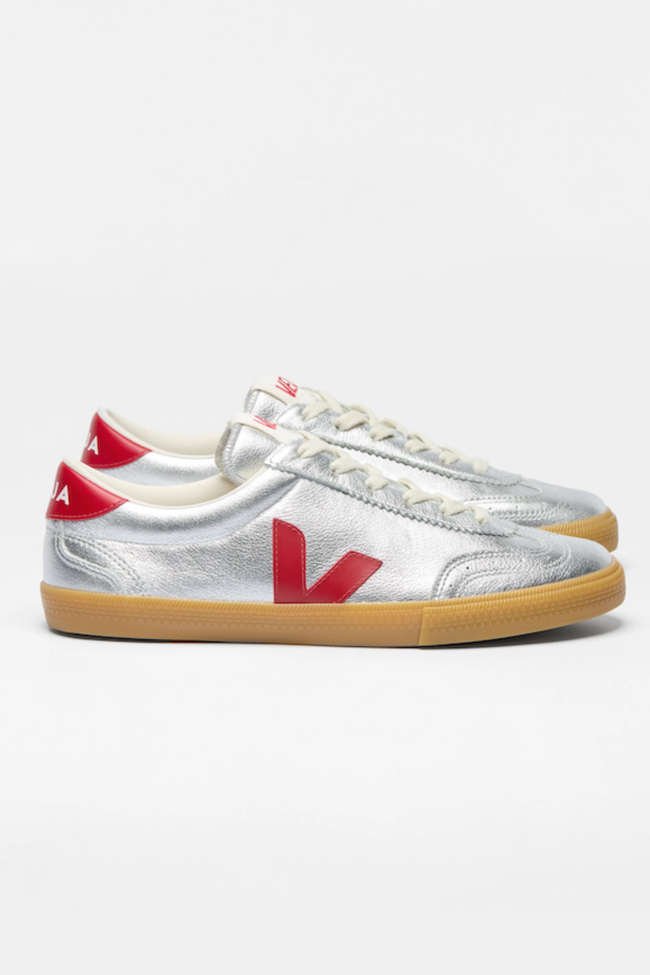 Veja Womens Volley O.T Leather Sneakers - Silver/Pepper